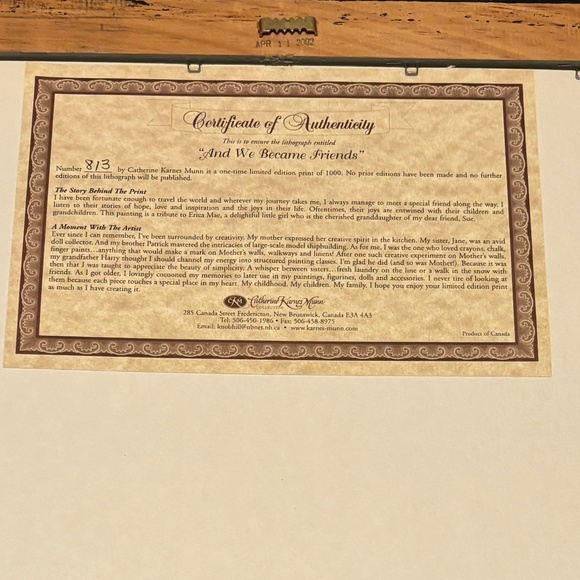 Catherine Karnes Munn “We Became Friends” print - Picture 2 of 2